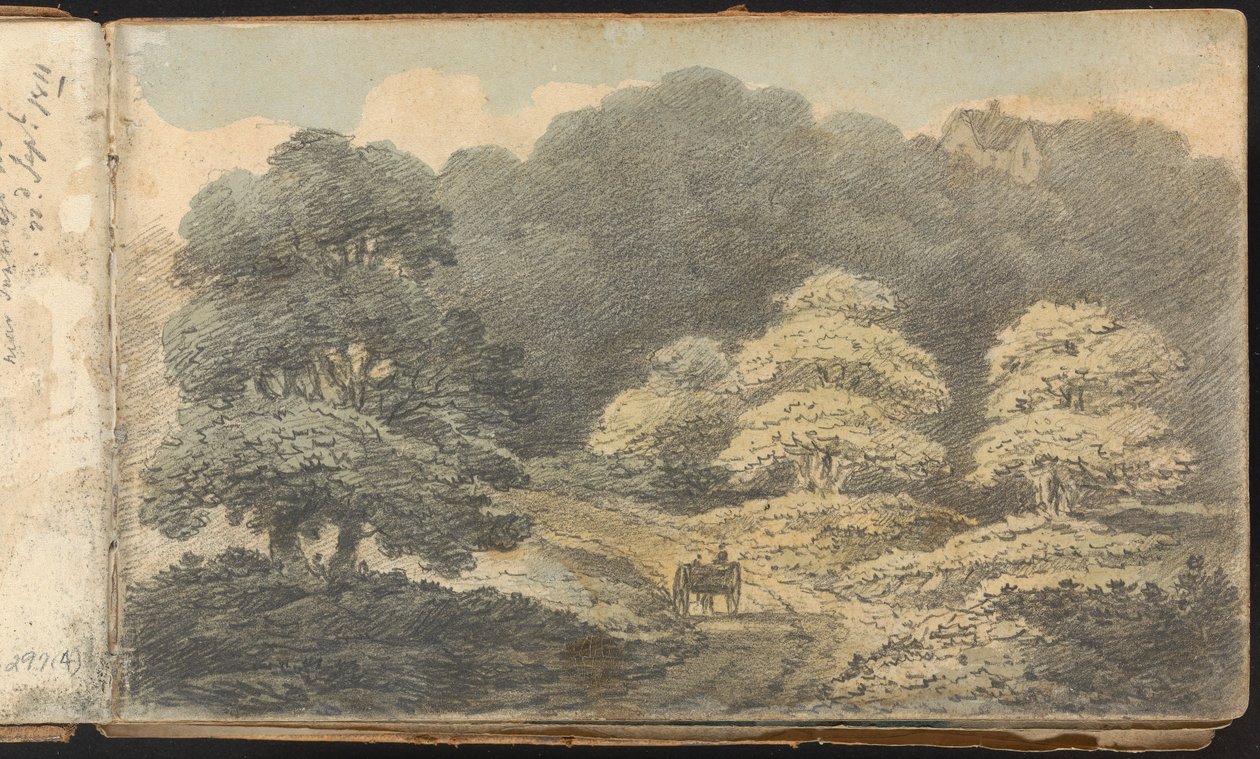 Album studiów nad krajobrazami i figurami: scena krajobrazowa z koniem i wozem w pobliżu Tunbridge Wells autorstwa Thomas Bradshaw