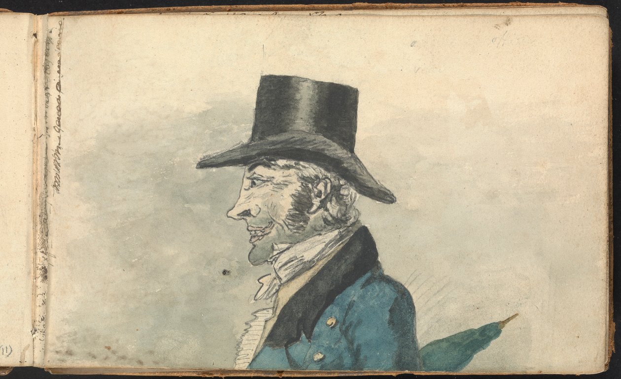 Album Studiów pejzażowych i figuralnych: Profil mężczyzny z parasolką autorstwa Thomas Bradshaw