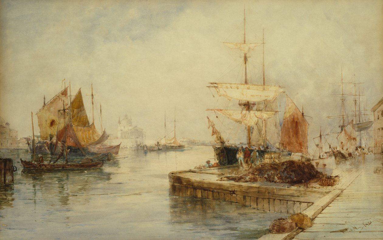 Wejście do Giudecca Venice, ok. 1870 (ołówek i akwarela) autorstwa Thomas Bush Hardy