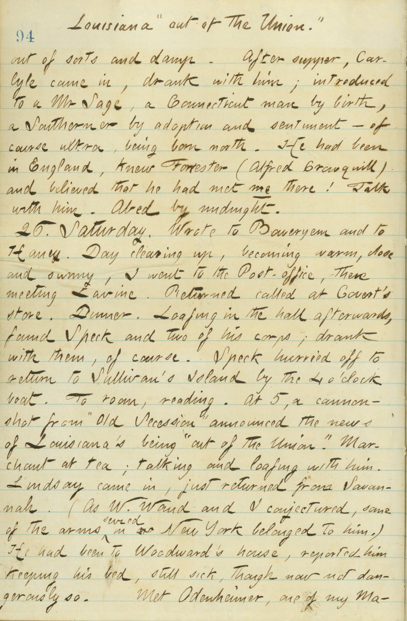 Pamiętniki Thomasa Butlera Gunna - Tom 15, strona 104, 25 stycznia 1861 r autorstwa Thomas Butler Gunn