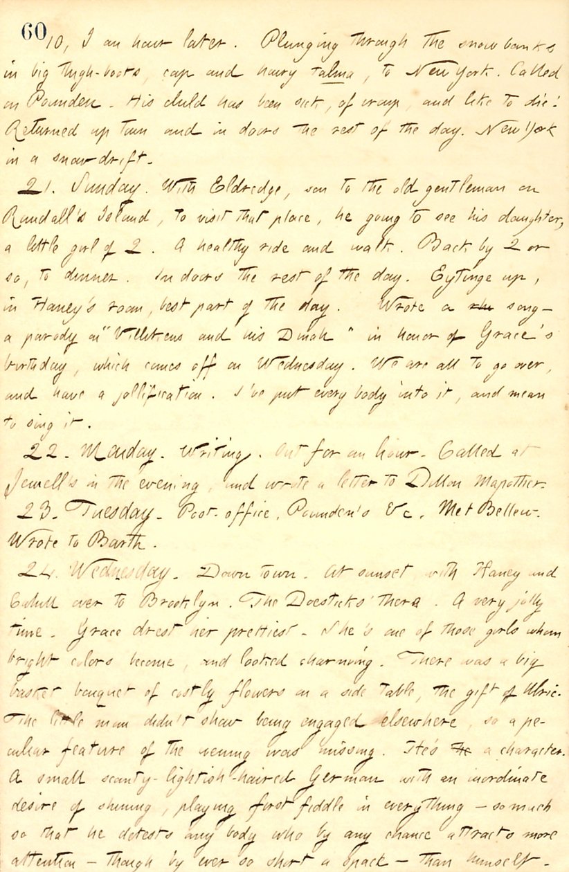 Pamiętniki Thomasa Butlera Gunna - Tom 9, strona 71, 20-24 lutego 1858 r autorstwa Thomas Butler Gunn