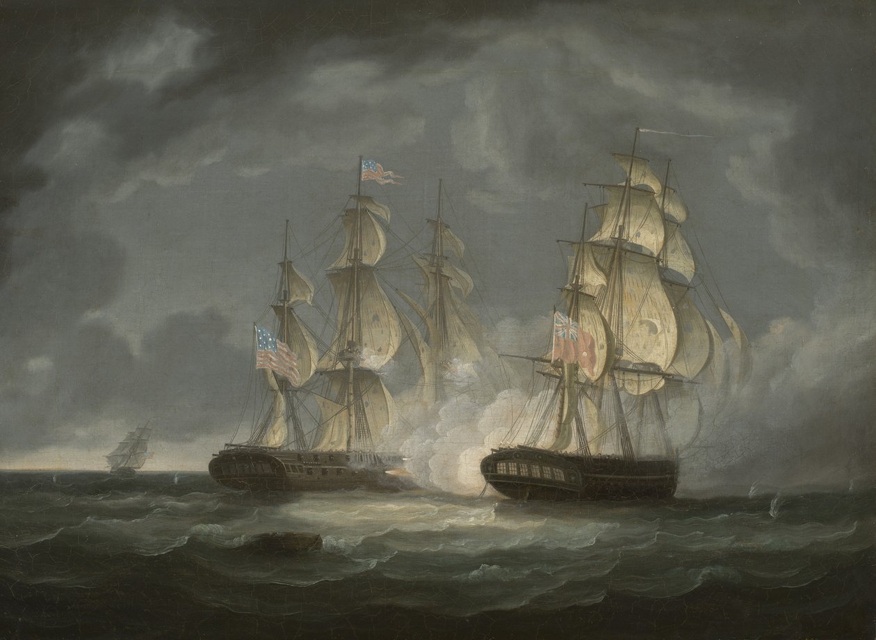 Prowadzenie akcji między prezydentem fregaty USA a H.M.S. Endymion, 1815 autorstwa Thomas Butterworth