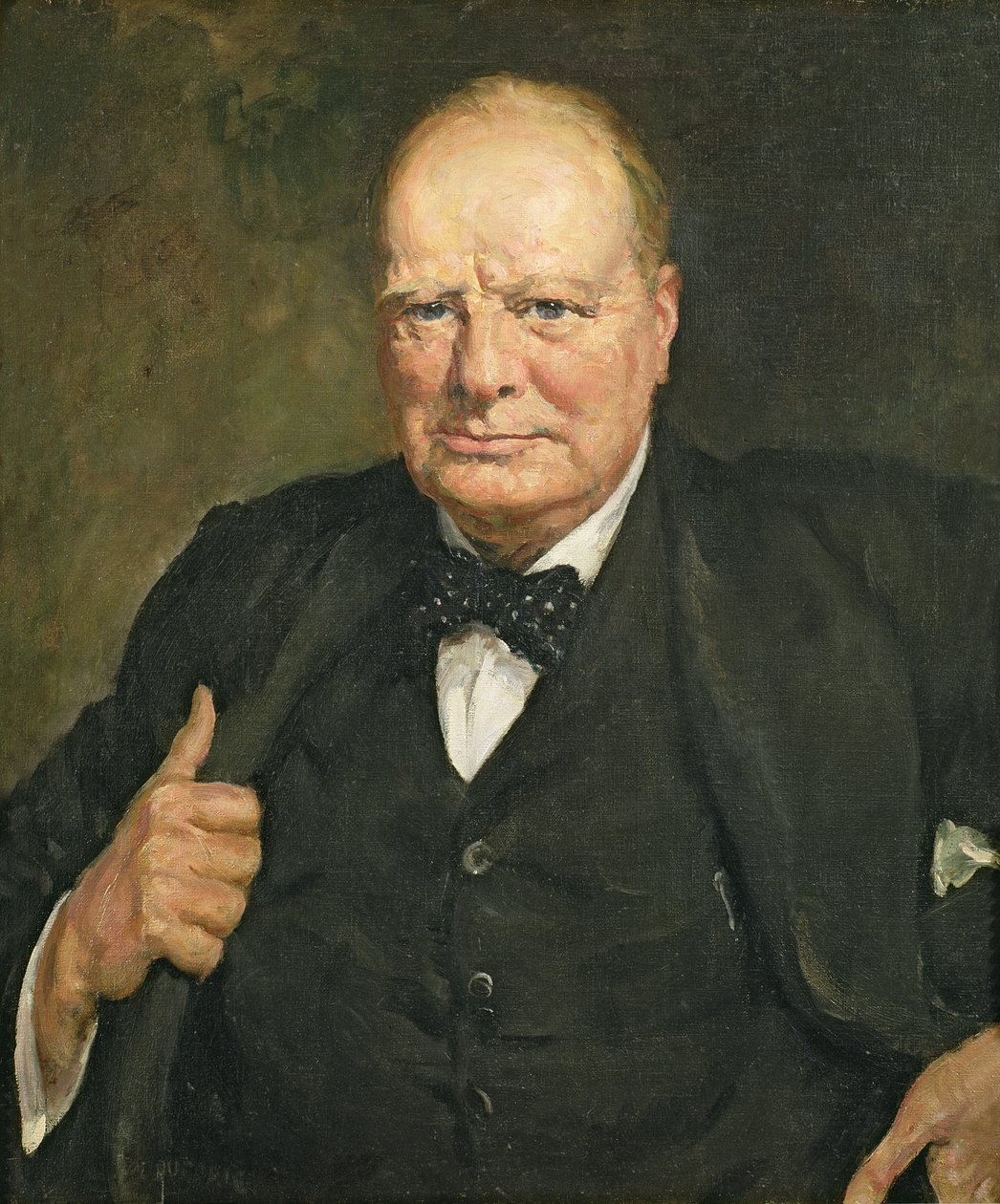 Retrato de Sir Winston Churchill (1874-1965) (óleo sobre tela) polonês autorstwa Thomas Cantrell Dugdale