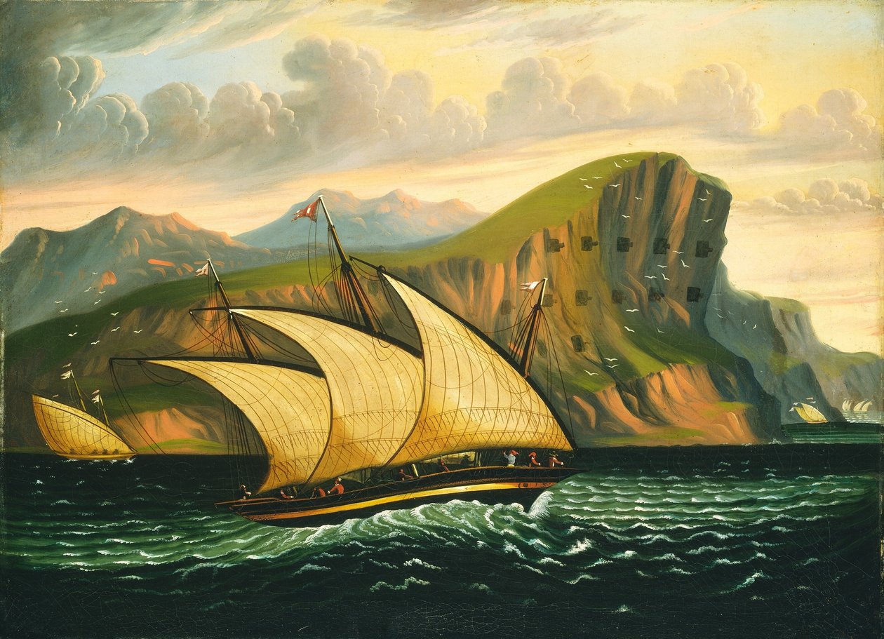 Felucca u wybrzeży Gibraltaru autorstwa Thomas Chambers