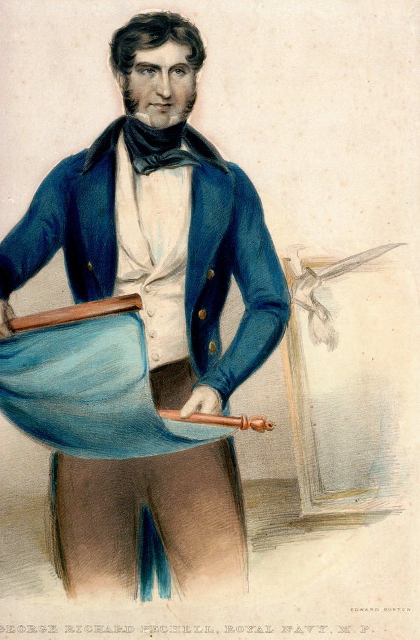 Kapitan George Richard Pechell, Royal Navy, M.P. (kolorowa litografia) autorstwa Thomas Charles (after) Wageman
