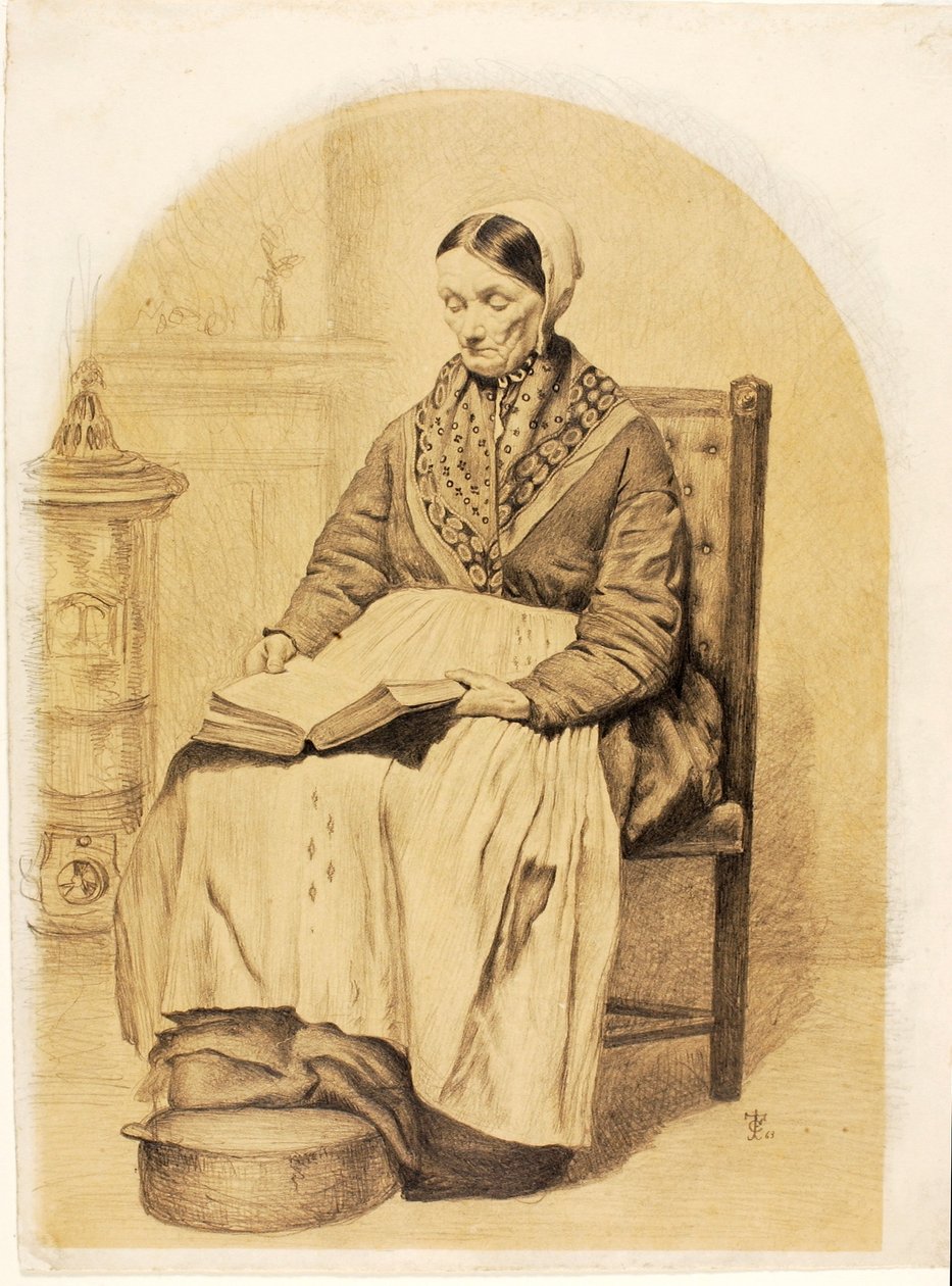 (Kobieta siedząca, czytająca) autorstwa Thomas Charles Farrer
