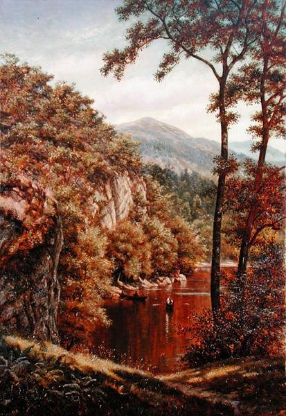 Letni dzień nad górskim jeziorem autorstwa Thomas Charles Farrer