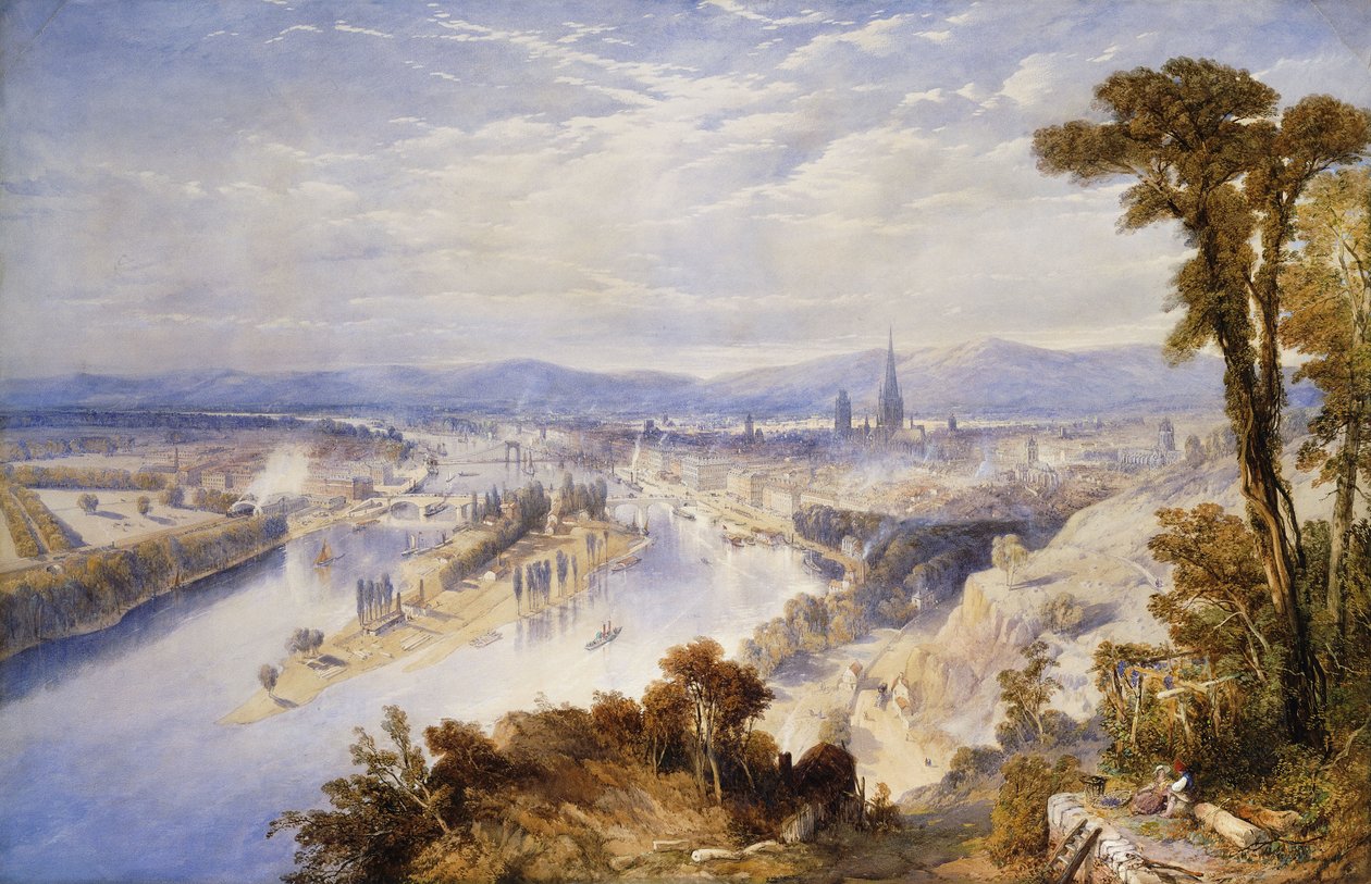 Rouen ze wzgórza św. Katarzyny, 1849 autorstwa Thomas Charles Leeson Rowbotham