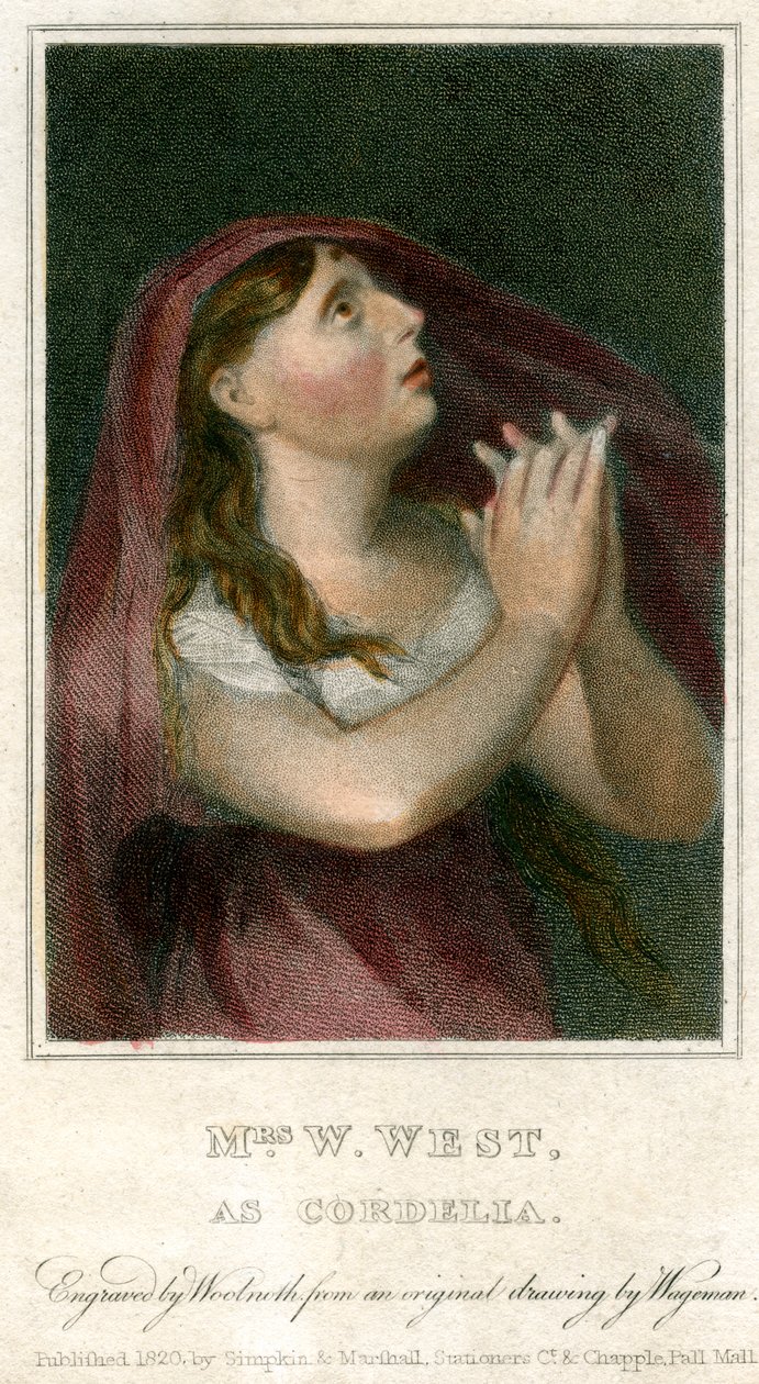 Pani W West jako Cordelia, 1820. autorstwa Thomas Charles Wageman
