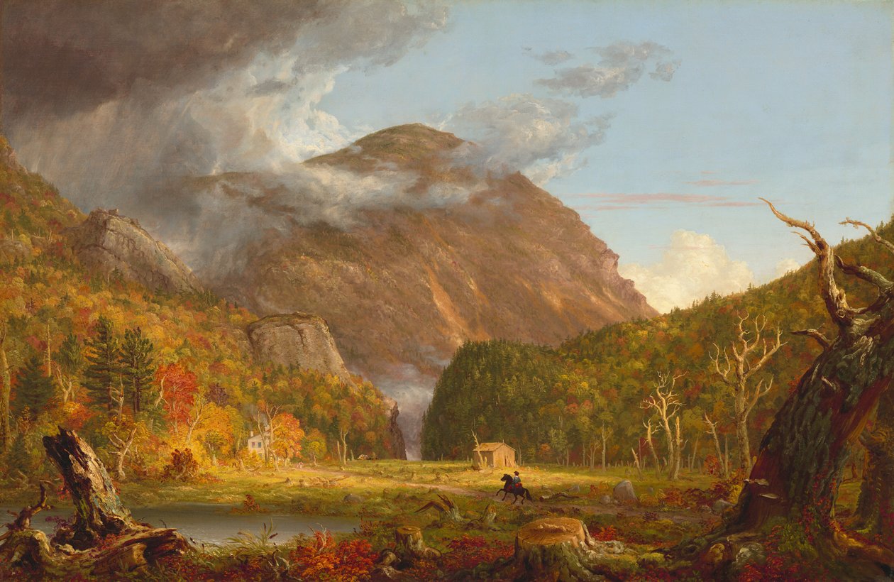 Widok na przełęcz zwaną Wycięciem Gór Białych (Crawford Notch) autorstwa Thomas Cole