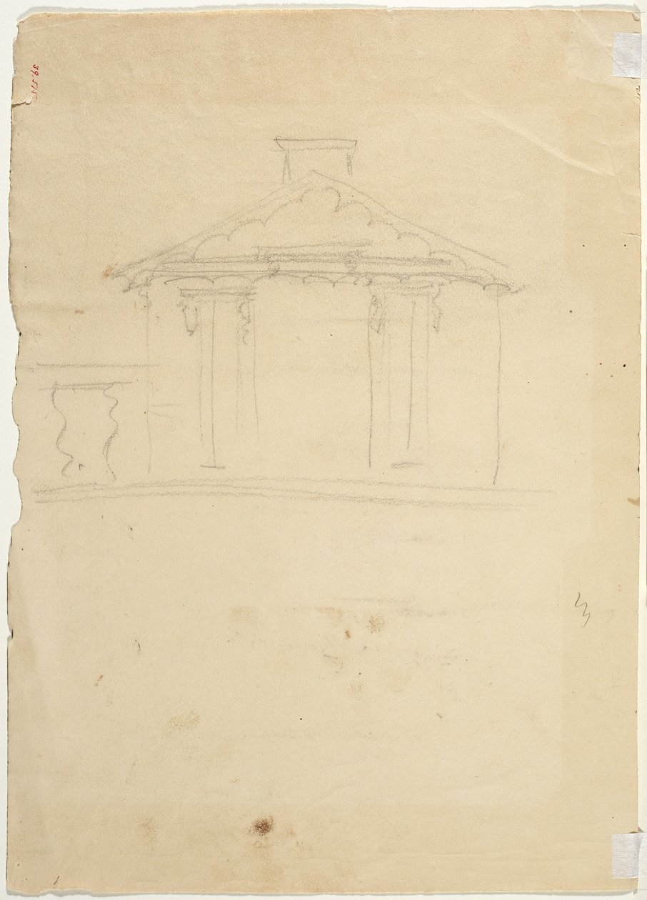Darmowy rysunek odręczny elewacji nowego studia w Cedar Grove autorstwa Thomas Cole