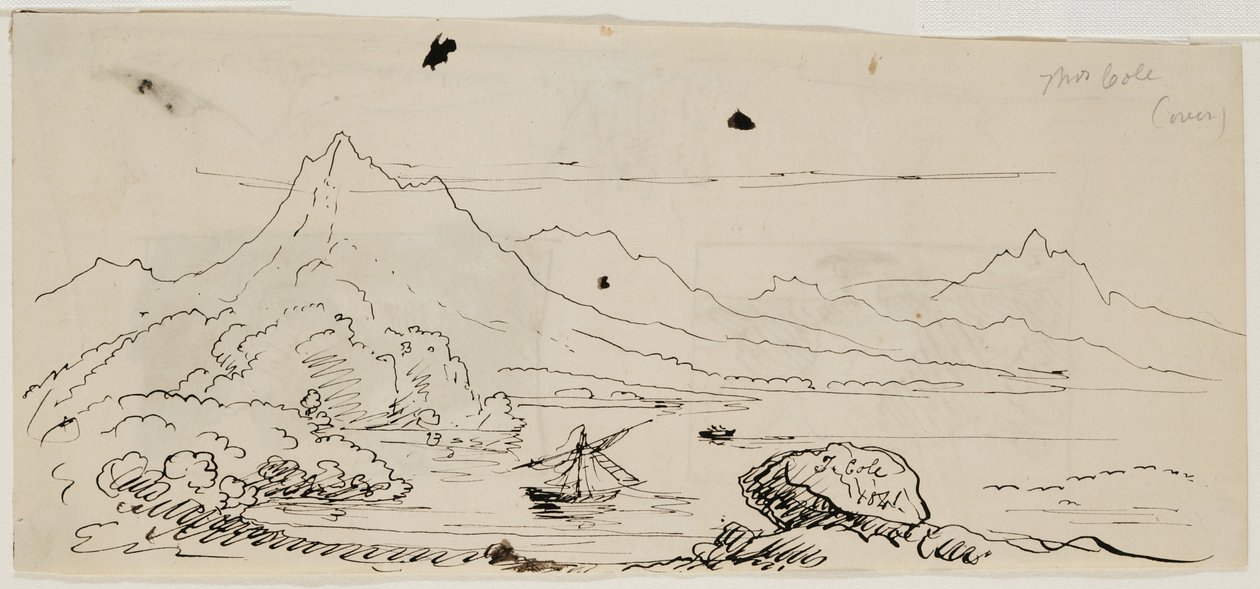 Szkic krajobrazu, 1841 (pióro i czarny tusz na kremowym papierze) autorstwa Thomas Cole