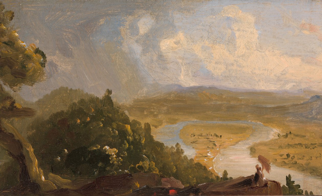 Szkic do Widoku z Mount Holyoke, Northampton, Massachusetts, po burzy (The Oxbow) autorstwa Thomas Cole