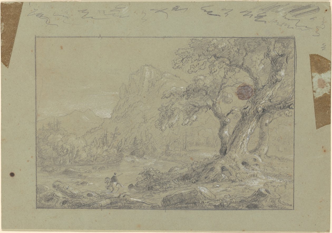 Studium dla „Górskiego brodu” autorstwa Thomas Cole