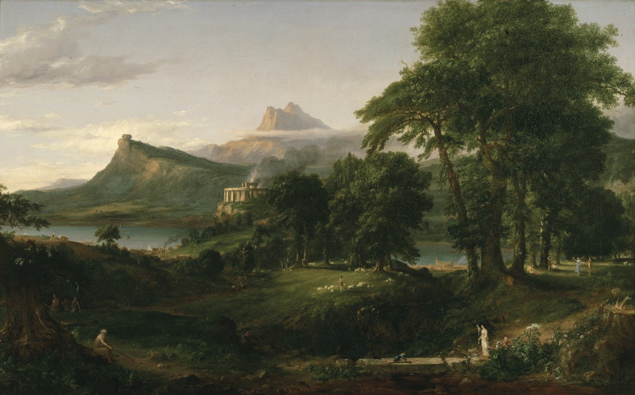 The Course of Empire: The Arkadian or Pastoral State, c.1836 (olej na płótnie) autorstwa Thomas Cole