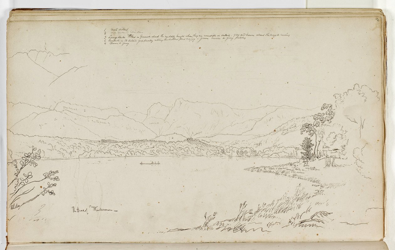 Głowa Windermere, Lake District, Anglia, 1829 (pióro i tusz na ołówku na papierze) autorstwa Thomas Cole
