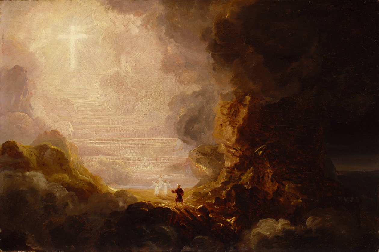 Pielgrzym Krzyża u kresu swej podróży (studium do serii "Krzyż i świat") autorstwa Thomas Cole