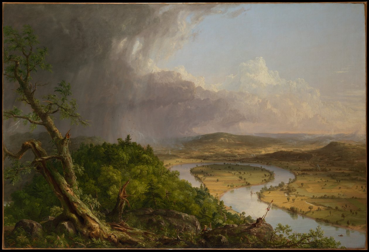 Widok z Mount Holyoke, Northampton, Massachusetts, po burzy - Zakole rzeki autorstwa Thomas Cole