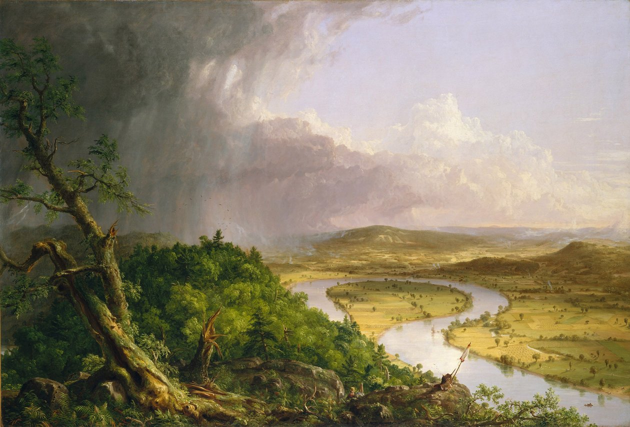Widok z Mount Holyoke, Northampton, Massachusetts, po burzy — The Oxbow autorstwa Thomas Cole