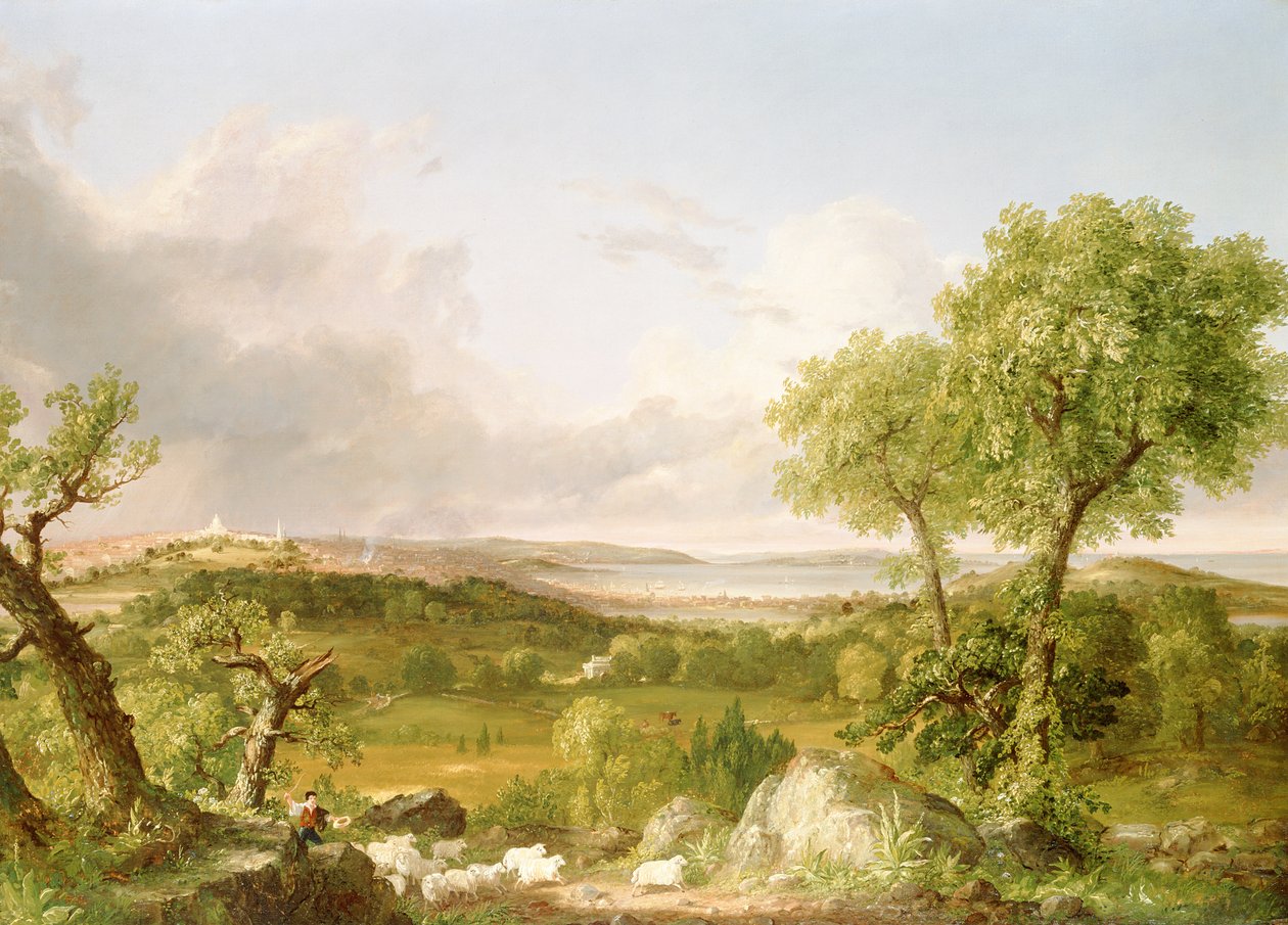 Widok na Boston (olej na płótnie) autorstwa Thomas Cole