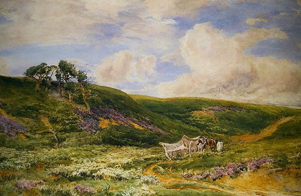 Krajobraz z wózkiem (akwarela na papierze) autorstwa Thomas Collier