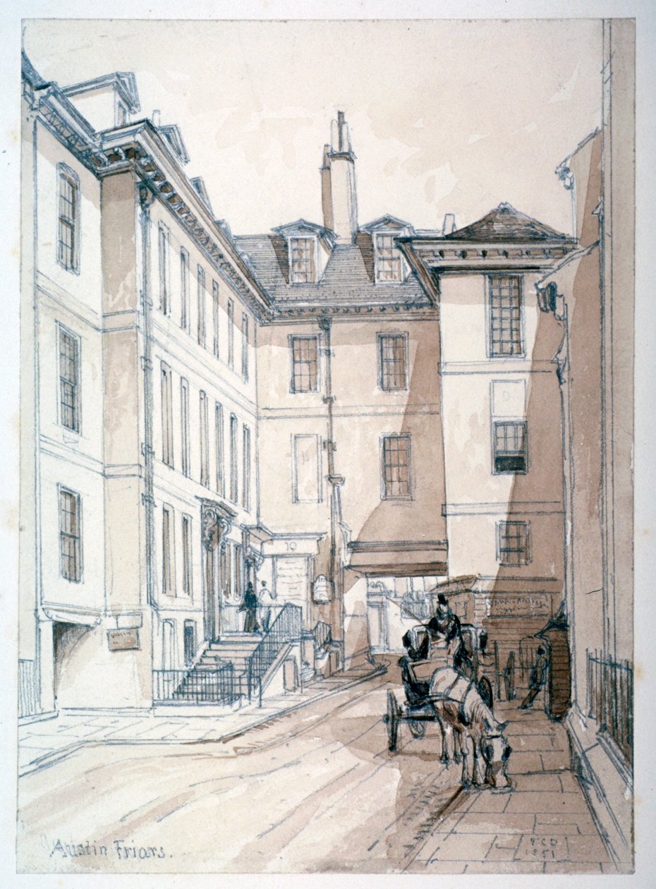 Austin Friars Street, City of London, 1851. autorstwa Thomas Colman Dibdin