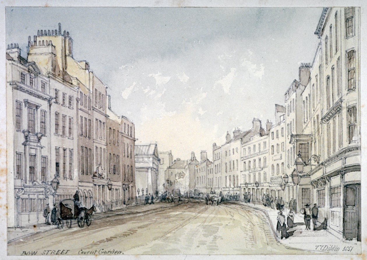 Bow Street, Westminster, Londyn, 1851 autorstwa Thomas Colman Dibdin