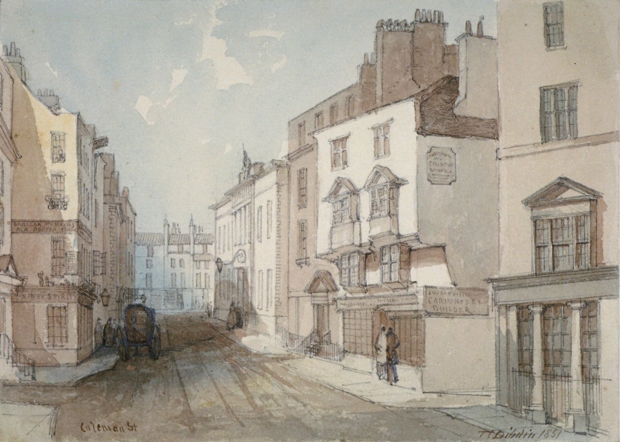 Coleman Street, City of London, 1851. autorstwa Thomas Colman Dibdin
