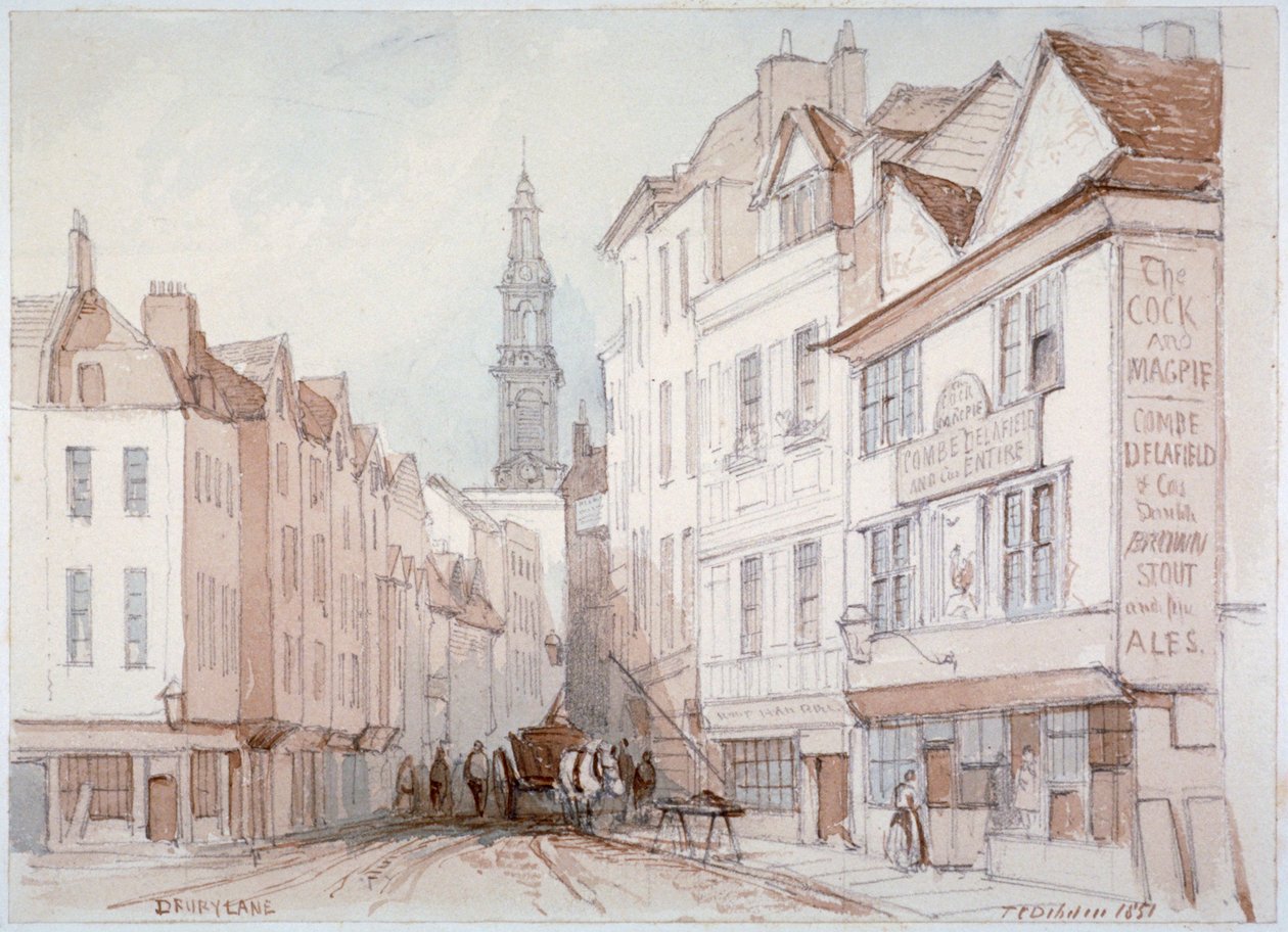 Drury Lane, Westminster, Londyn, 1851 autorstwa Thomas Colman Dibdin