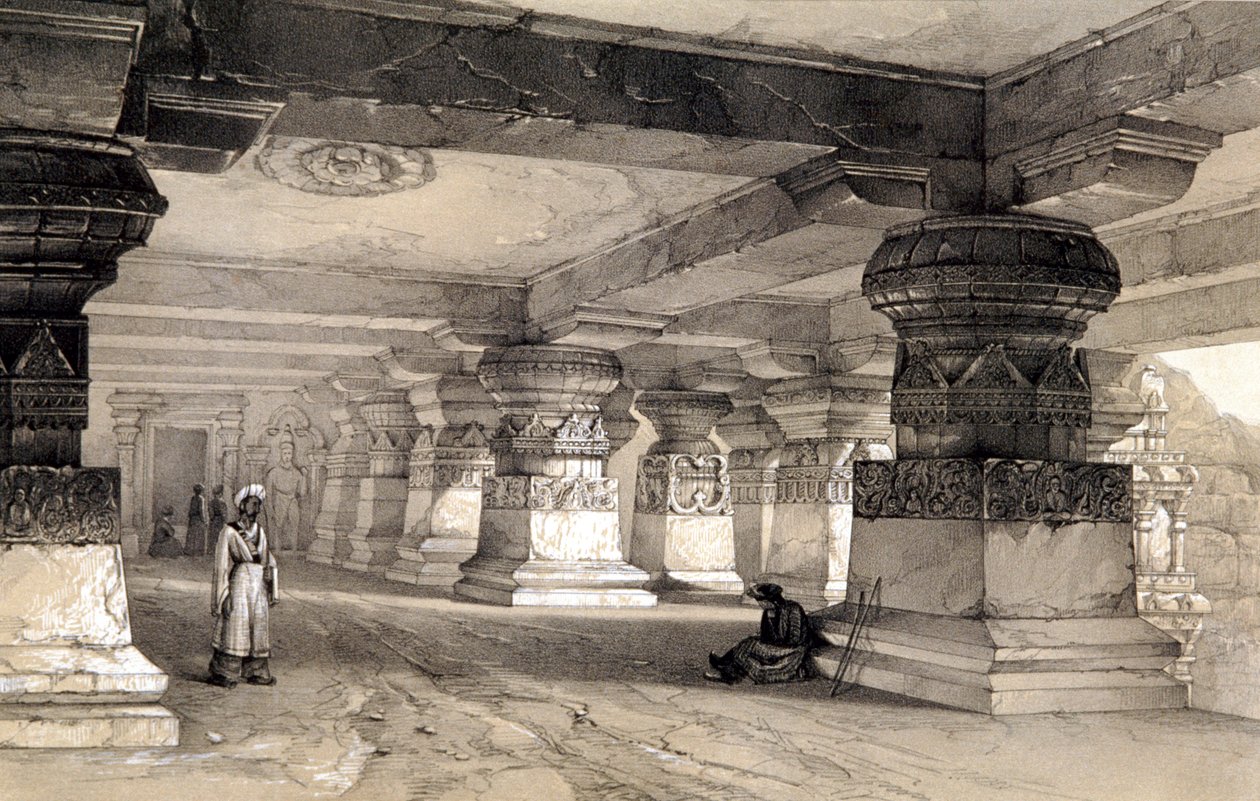 Wnętrze Lanki, Ellora, Indie, 1845 autorstwa Thomas Colman Dibdin