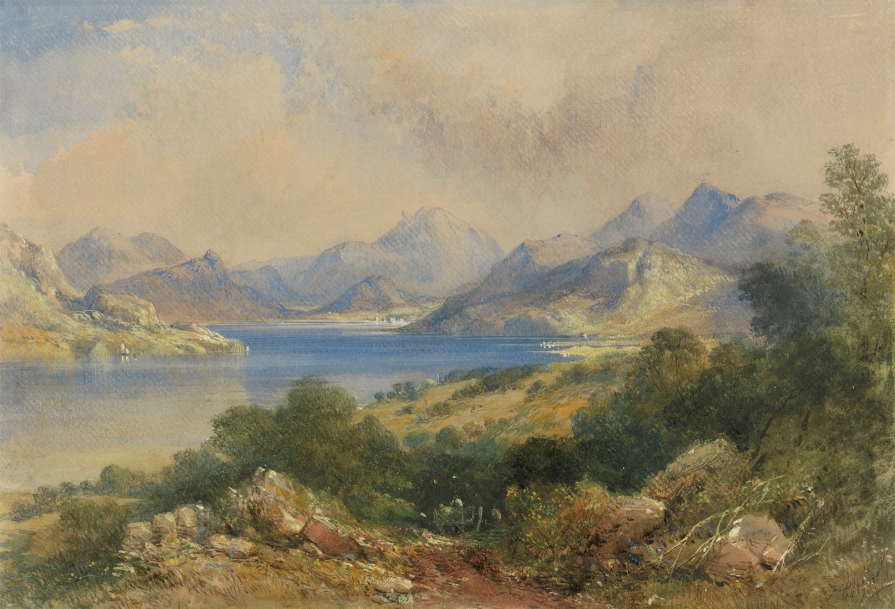 Górska scena z jeziorem autorstwa Thomas Colman Dibdin