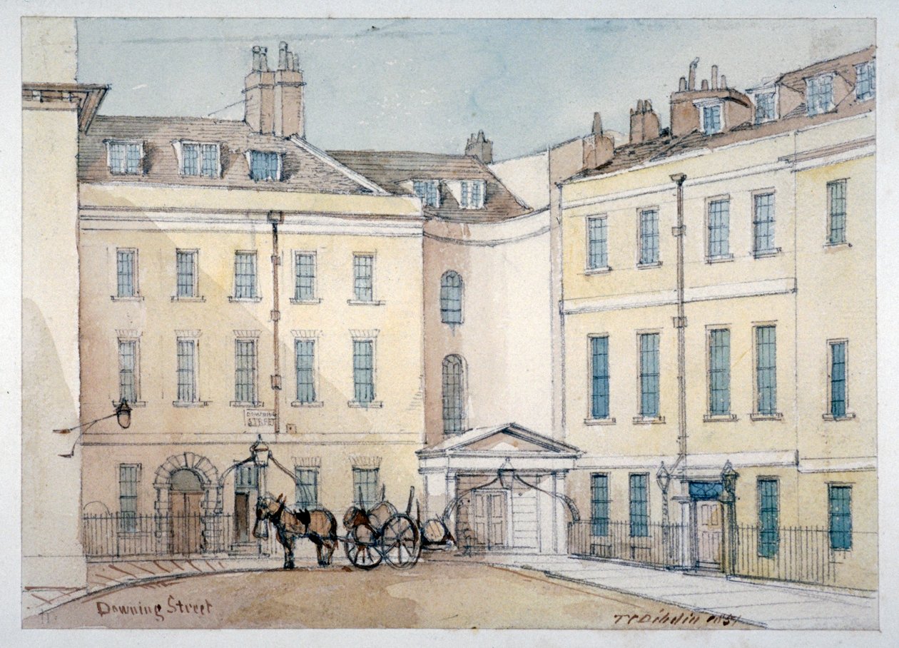 Widok Downing Street, Westminster, Londyn, 1851 autorstwa Thomas Colman Dibdin