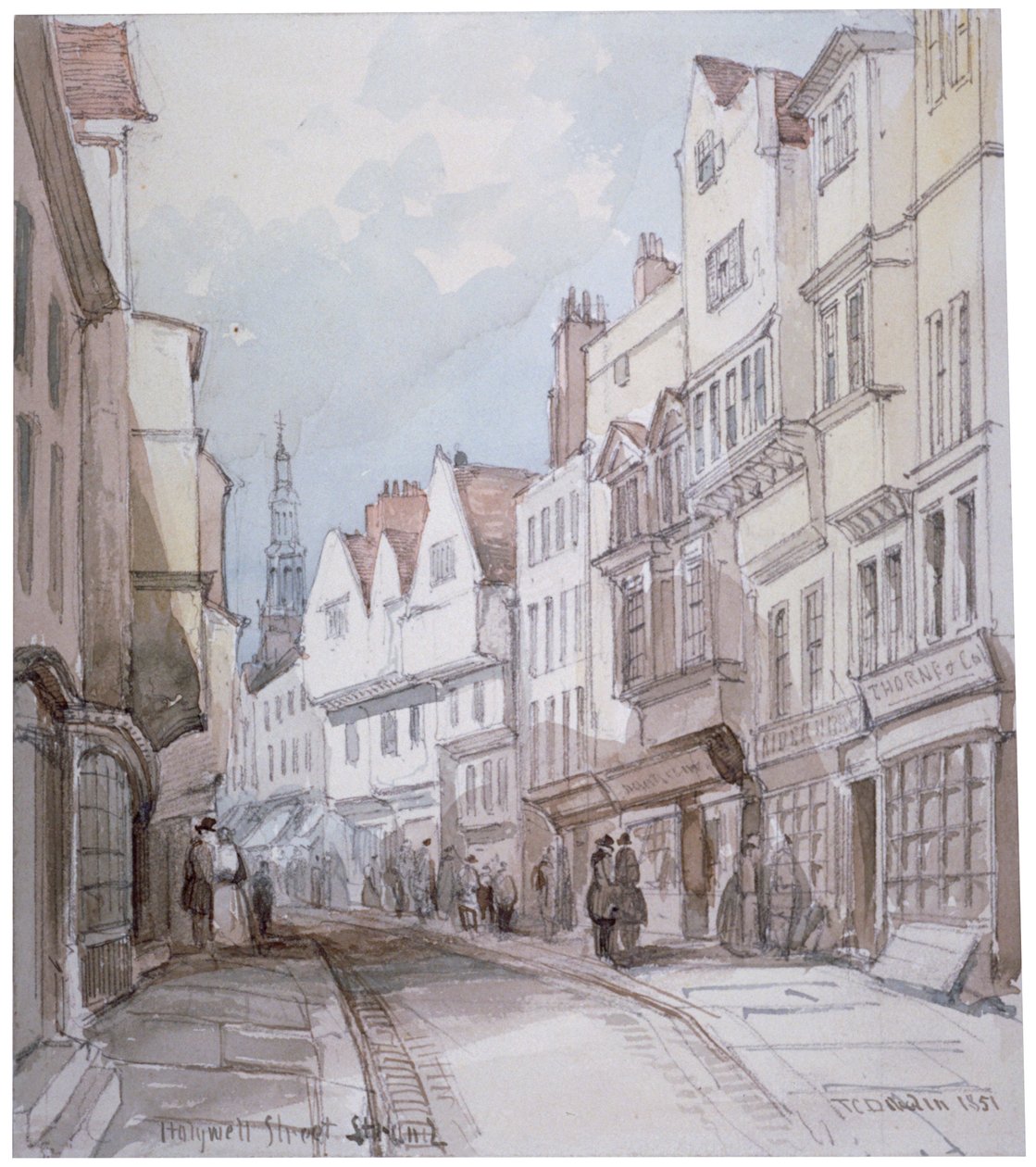 Widok Holywell Street, Westminster, Londyn, 1851. autorstwa Thomas Colman Dibdin