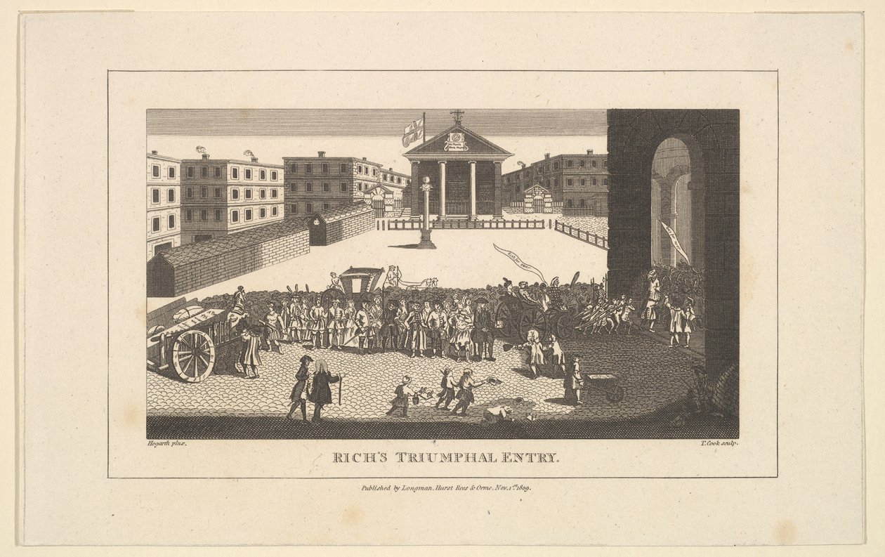 Richs Glory, czyli Jego triumfalne wejście do Covent Garden, grudzień 1732, 1 listopada 1809. autorstwa Thomas Cook