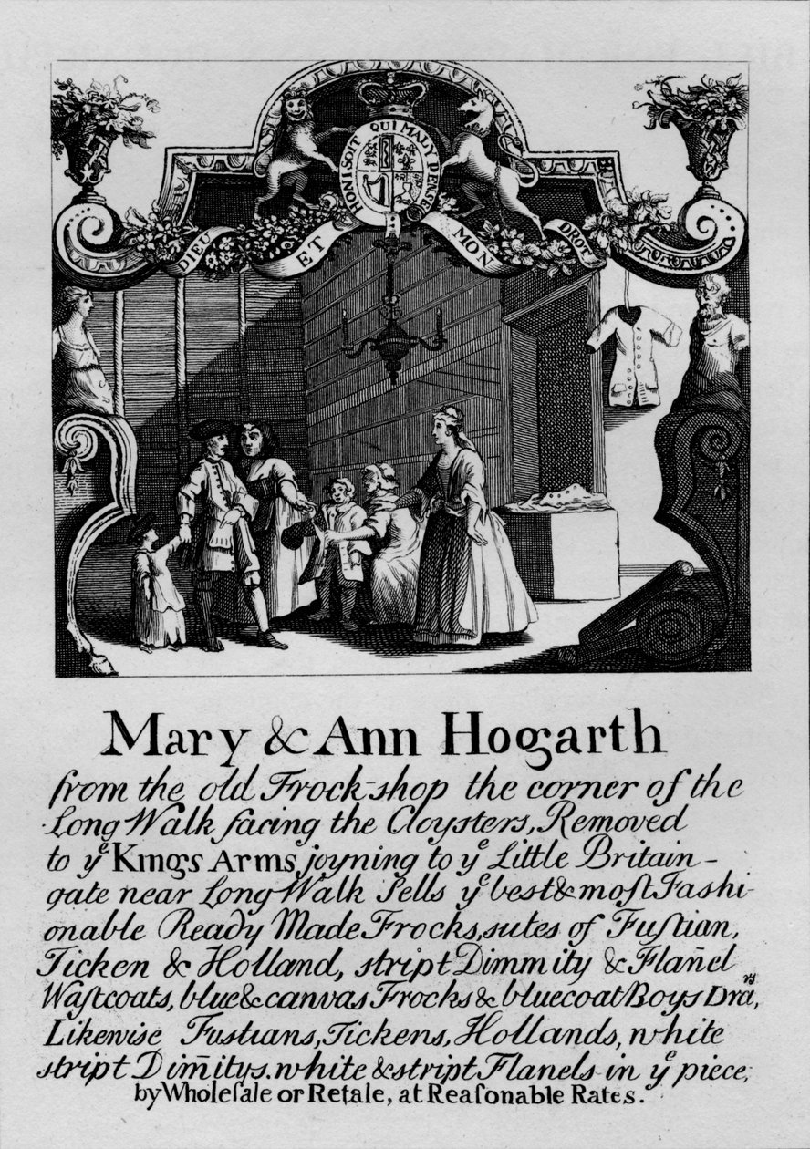 Karta handlowa sklepu Mary and Ann Hogarths, 1807, 1827. autorstwa Thomas Cook