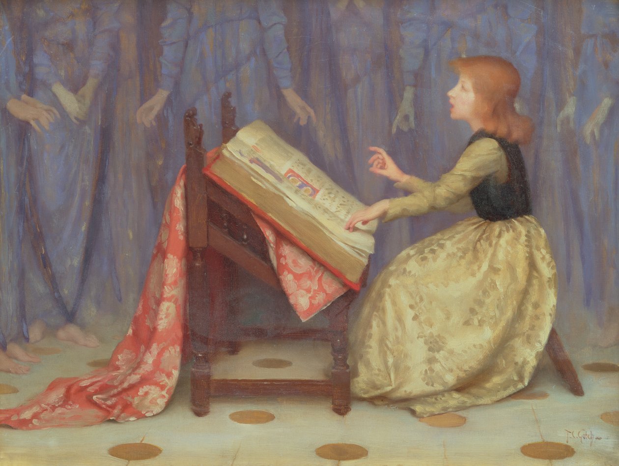 Dziewczyna siedząca we wnętrzu autorstwa Thomas Cooper Gotch