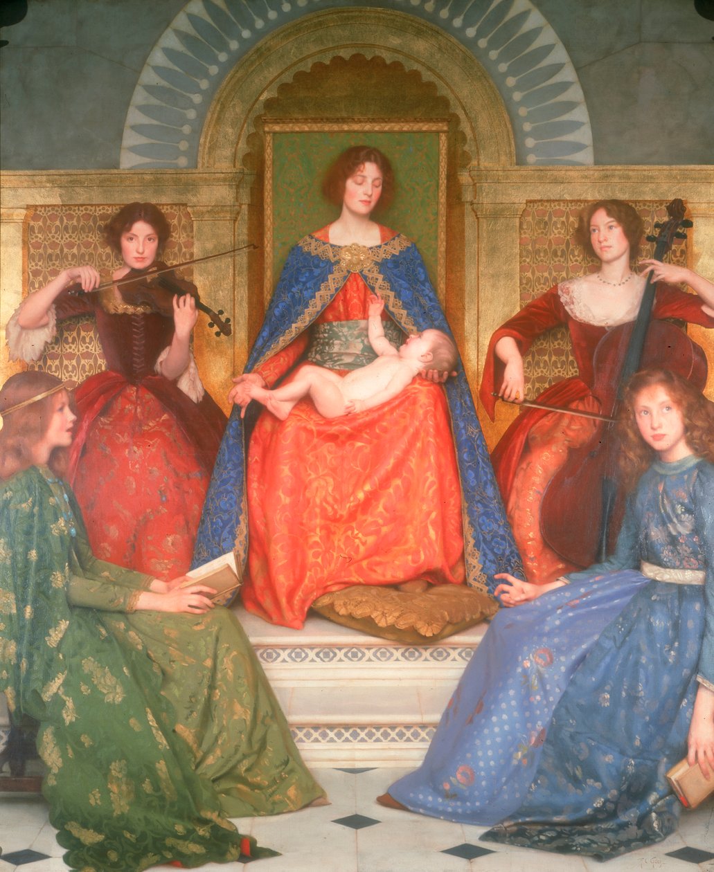 Święte Macierzyństwo, ok. 1902 (olej i złoty płatek na płótnie) autorstwa Thomas Cooper Gotch