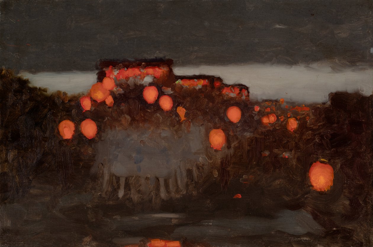 Parada lampionów (olej na płótnie) autorstwa Thomas Cooper Gotch