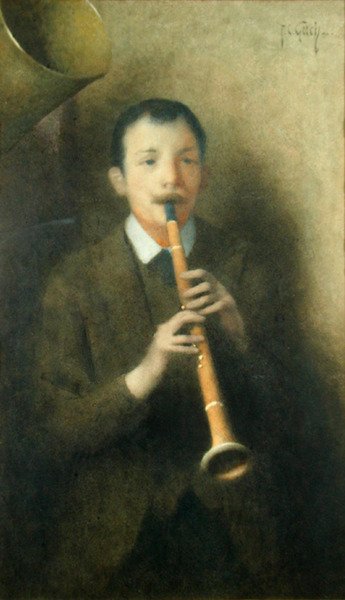 Klarnetista, ok. 1892 (akwarela na papierze) autorstwa Thomas Cooper Gotch