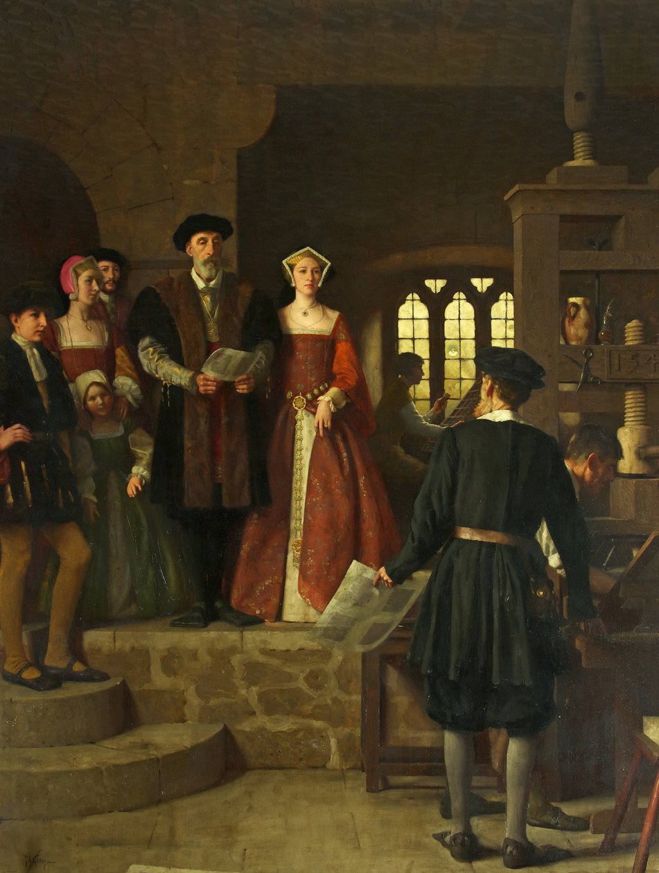 Powstanie pierwszej drukarni w Bristolu autorstwa Thomas Cooper Gotch
