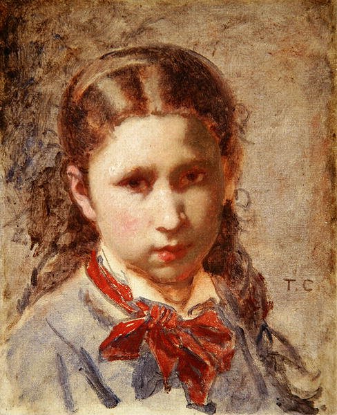 Głowa dziewczyny (olej na płótnie) autorstwa Thomas Couture