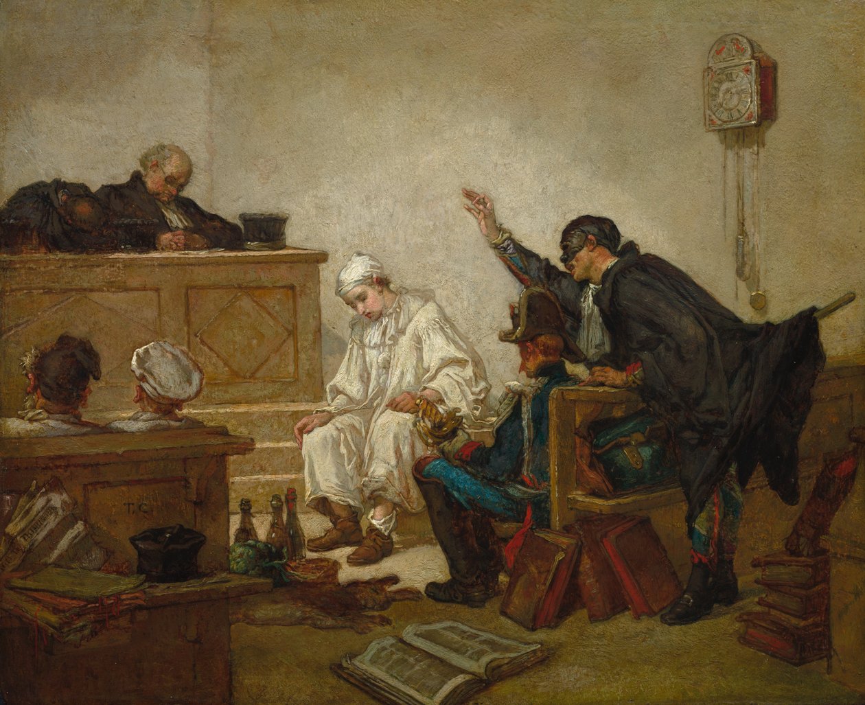 Pierrot przed sądem karnym, ok. 1864-70 (olej na drewnie) autorstwa Thomas Couture
