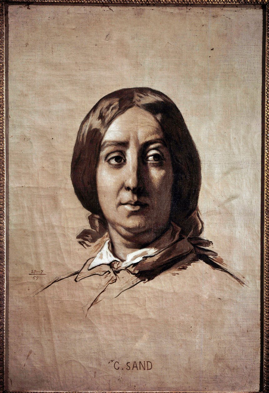 Portret Georges Sand (1804-1876) (Aurore Dupin, Baronne Dudevant) Francuski pisarz Rysunek Thomasa Couture (1815-1879) 1859 Nd. 0,61x0,4 m Wersal, musee du cheau autorstwa Thomas Couture