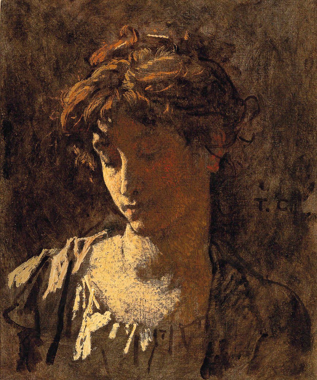 Portret kobiety (olej na płótnie) autorstwa Thomas Couture