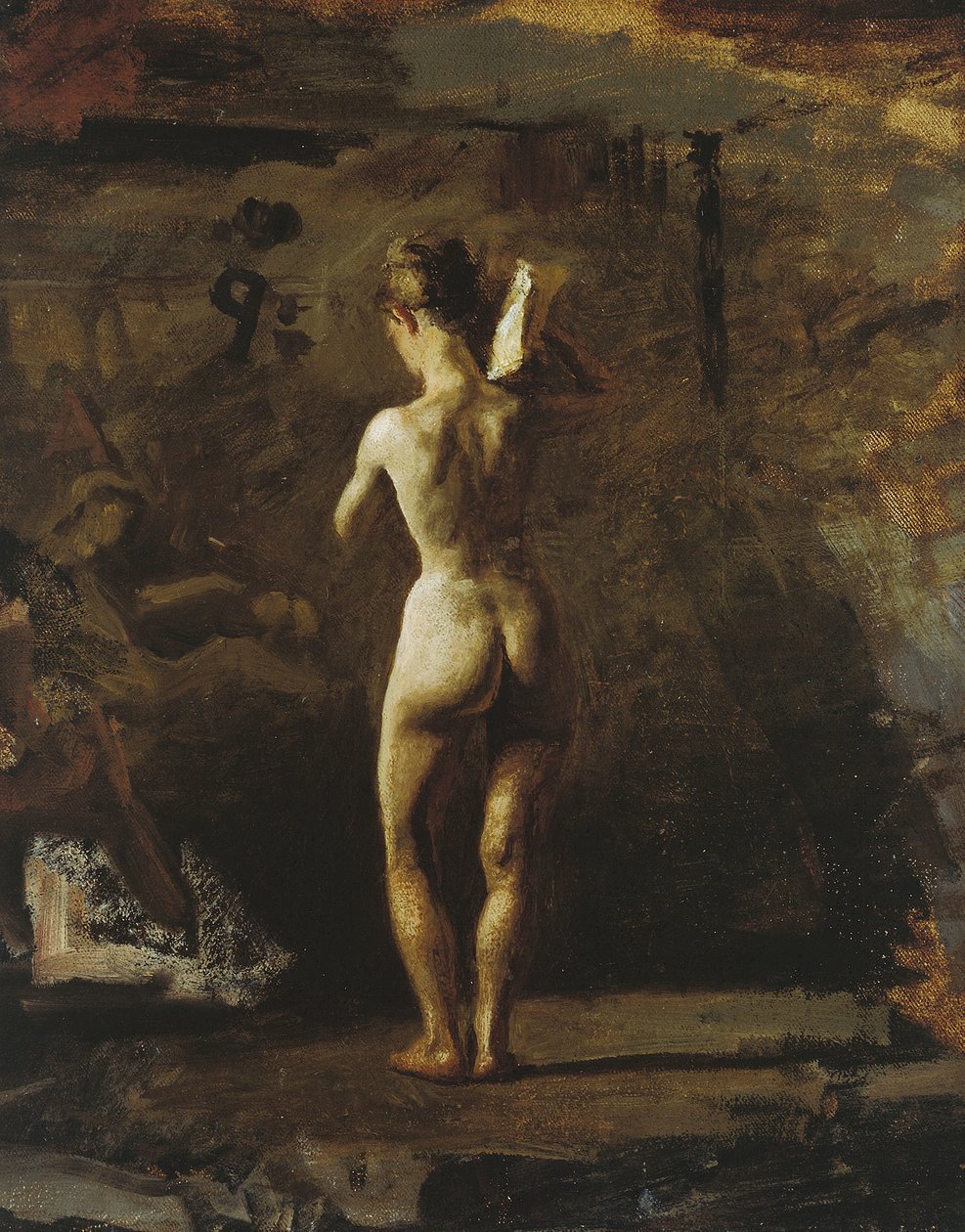 Studium dla „William Rush rzeźbi swoją alegoryczną figurę rzeki Schuylkill” autorstwa Thomas Cowperthwait Eakins