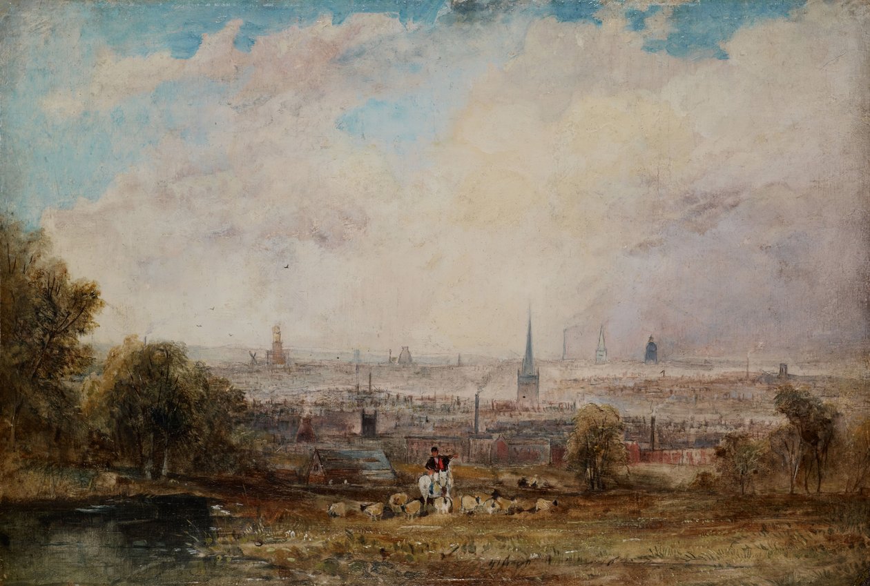 Odległy widok Birmingham, 1825-1830. autorstwa Thomas Creswick