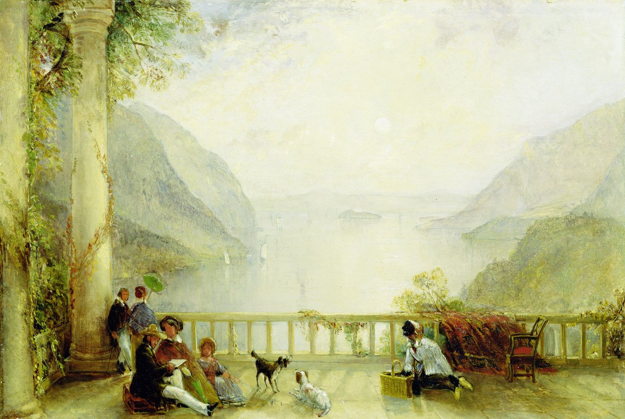 Figury na balkonie, prawdopodobnie w Westpoint, ok. 1840-45 (olej na desce) autorstwa Thomas Creswick