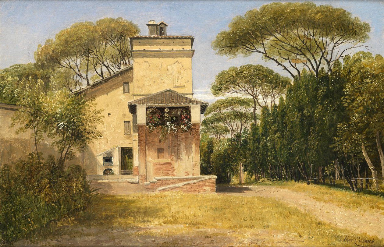 Studio Raphaels w ogrodzie Villa Borghese, Rzym, 1849 autorstwa Thomas Creswick