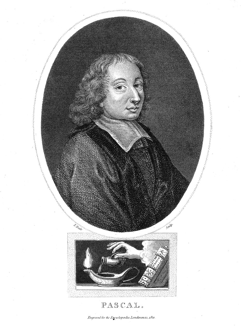 Blaise Pascal, XVII-wieczny francuski filozof, matematyk, fizyk i teolog, 1821 autorstwa Thomas Dale
