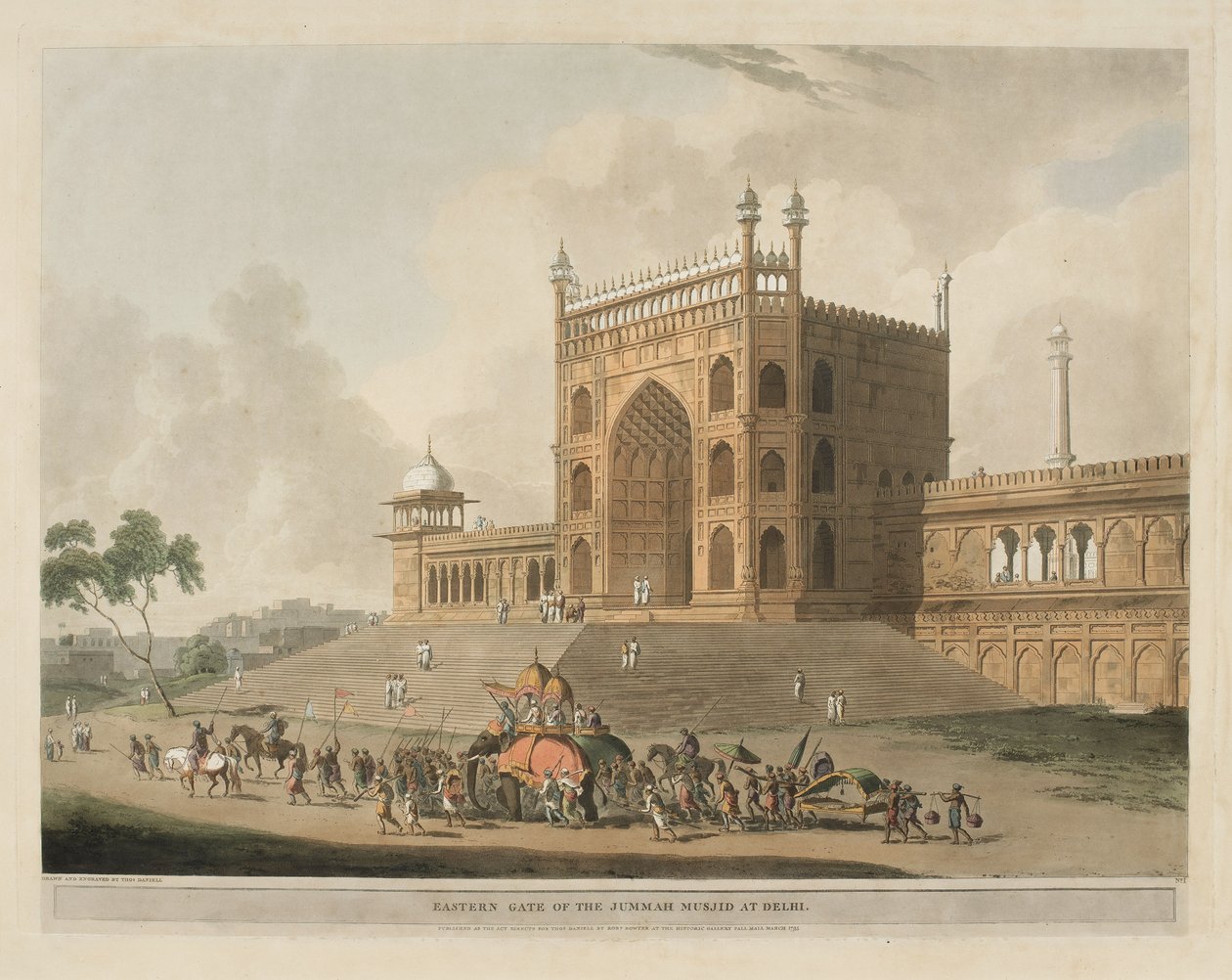 Wschodnia brama Muzułmańskiego Meczetu Jummah w Delhi autorstwa Thomas Daniell